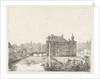 Side view of the castle Cannenburch with houses in the access by baron Reinierus Albertus Ludovicus van Isendoorn à Blois