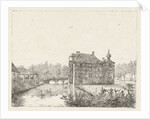 Side view of the castle Cannenburch with houses in the access by baron Reinierus Albertus Ludovicus van Isendoorn à Blois