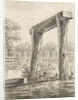 Two posts, with a bar above it, in the water by Anonymous