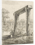 Two posts, with a bar above it, in the water by Anonymous