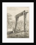 Two posts, with a bar above it, in the water by Anonymous