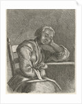 Girl asleep at the table by Caspar Jacobsz. Philips