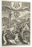 Emblem with veneration of Saint Francis of Assisi who lived in virtue by Hendrik Aertssens
