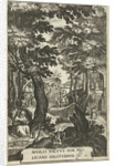 Emblem with hermit and believers who devote themselves to meditation by Hendrik Aertssens