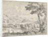 Hilly landscape with shepherds by Johannes Glauber