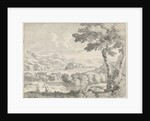 Hilly landscape with shepherds by Johannes Glauber