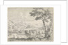 Hilly landscape with shepherds by Johannes Glauber