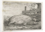 Lying boar by Jacobus Cornelis Gaal