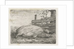 Lying boar by Jacobus Cornelis Gaal