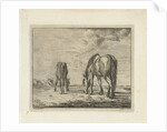 Two grazing horses by Jacobus Cornelis Gaal