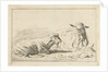 Two reclining goats by Pieter Gaal