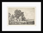 House by a stone bridge into a river landscape by Jan van de Velde II