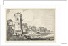 Pont with sheep in a tower in a river landscape by Jan van de Velde II