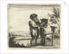 A monkey shaving a cat by Anonymous