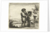 A monkey shaving a cat by Anonymous