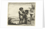A monkey shaving a cat by Anonymous