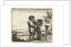 A monkey shaving a cat by Anonymous