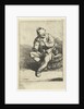 Man sitting on tons with jar owned by Cornelis Pietersz. Bega