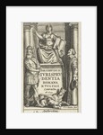 Justice enthroned on base between mental and emperor, Romulus and Remus suckled by the wolf by Lowijs Elzevier III
