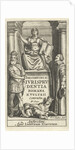 Justice enthroned on base between mental and emperor, Romulus and Remus suckled by the wolf by Lowijs Elzevier III