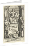 Justice enthroned on base between mental and emperor, Romulus and Remus suckled by the wolf by Lowijs Elzevier III