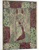 Mary with Child standing in front of Gothic architecture in rectangular frame with decoration of leaf motifs by Anonymous