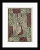 Mary with Child standing in front of Gothic architecture in rectangular frame with decoration of leaf motifs by Anonymous