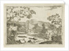 River landscape with houses and towers by Jean Joseph Hanson
