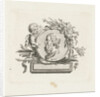Bust of Homer on medallion held by angel and decorated with flowers and palm branches by Willem Bilderdijk
