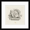 Bust of Homer on medallion held by angel and decorated with flowers and palm branches by Willem Bilderdijk