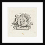 Bust of Homer on medallion held by angel and decorated with flowers and palm branches by Willem Bilderdijk