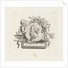 Bust of Homer on medallion held by angel and decorated with flowers and palm branches by Willem Bilderdijk