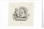 Bust of Homer on medallion held by angel and decorated with flowers and palm branches by Willem Bilderdijk
