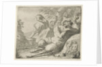 Sater and female figure cover the eyes from sunlight by Nicolaes de Vries