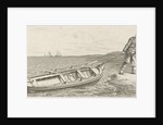 Man pulling his boat ashore by Jacob Ernst Marcus