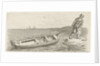Man pulling his boat ashore by Jacob Ernst Marcus
