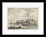 A herd of cows on the waterfront, some with their feet in the river by Anthonij van der Haer