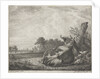 Spotted cow lying on a wooden post by Jacobus Cornelis Gaal