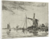 A river view with some boats by Jacobus van Gorkom Jr