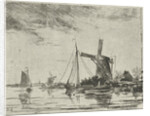 A river view with some boats by Jacobus van Gorkom Jr