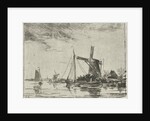 A river view with some boats by Jacobus van Gorkom Jr