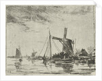 A river view with some boats by Jacobus van Gorkom Jr
