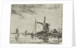 A river view with some boats by Jacobus van Gorkom Jr