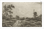 Figure on a road at a mill by Hendrik Jan Hein