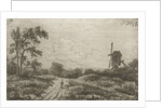 Figure on a road at a mill by Hendrik Jan Hein
