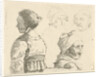 Study Sheet with a female bust and three female heads by Gerrit Lamberts