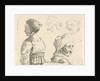 Study Sheet with a female bust and three female heads by Gerrit Lamberts