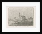 View of a mill on the waterfront by Jan van Lokhorst