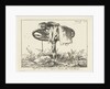 A wagon wheel on a tree trunk, some clothing, jug, tub, chicken by Anthonie Willem Hendrik Nolthenius de Man