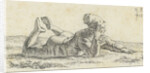 Boy lying in the grass on his belly by Anthonie Willem Hendrik Nolthenius de Man